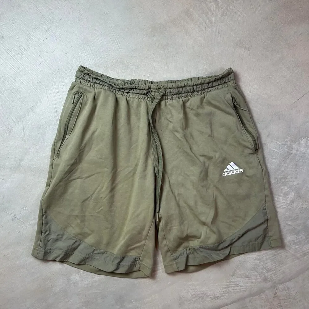 Adidas Men's Khaki and Green Shorts